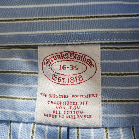 Brooks Brothers Shirt Men Size 16-35 Blue Stripe Traditional Fit Button Up Shirt - Picture 9 of 13
